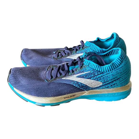 Brooks Levitate Running Shoes Women's 9 DNA AMP Knit Teal Navy Trainer Sneakers - Picture 12 of 13